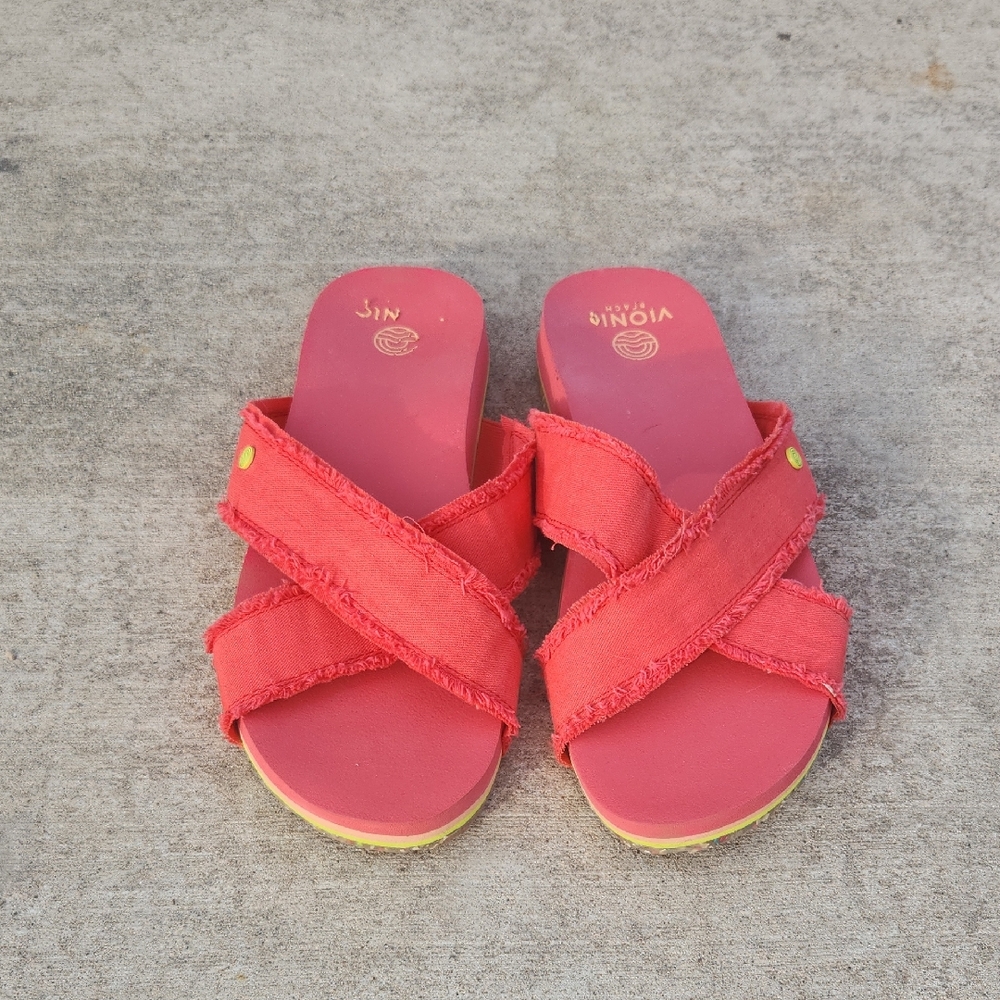 Vionic Panama Poppy Red Sandals Size 10 Summer Beach Washable - Picture 3 of 8
